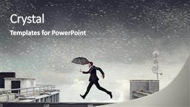  Presentation with difficulty - Theme having dare overcome - fearless businessman overcoming difficulty mixed background and a  colored foreground