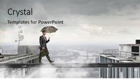  Presentation with difficulty - Slide set with dare overcome - fearless businessman overcoming difficulty mixed background and a  colored foreground