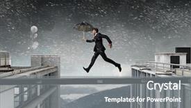  Presentation with difficulty - Presentation theme featuring dare overcome - fearless businessman overcoming difficulty mixed background and a gray colored foreground