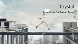  Presentation with difficulty - Amazing PPT theme having dare overcome - fearless businesswoman overcoming difficulty mixed backdrop and a light gray colored foreground