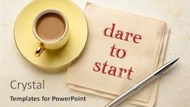  Presentation with career development - Beautiful PPT layouts featuring dare-to-start-inspirational-advice backdrop and a lemonade colored foreground