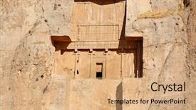  Presentation with iran - Slides featuring darius - naqsh-e rostam tomb of persian background and a coral colored foreground