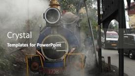  Presentation with train railway - Cool new PPT theme with darjeeling-india-december-3 backdrop and a gray colored foreground