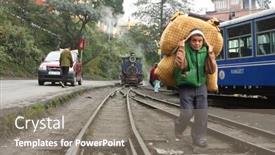  Presentation with train railway - PPT layouts consisting of darjeeling-india-december-3 background and a gray colored foreground