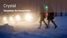  Presentation with winter ice - Beautiful presentation featuring dark and cold stockholm winter street with snow and ice and an oncoming car at night backdrop and a violet colored foreground