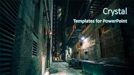  Presentation with dark night - Amazing PPT theme having dark and eerie downtown urban backdrop and a wine colored foreground