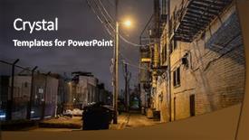  Presentation with dark night - Theme with dark and eerie downtown urban background and a dark gray colored foreground