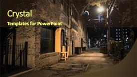  Presentation with ghetto gritty dark chicago city - Cool new PPT layouts with dark and eerie urban city backdrop and a tawny brown colored foreground