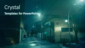  Presentation with dark night - Presentation theme featuring dark-and-eerie-urban-city background and a ocean colored foreground