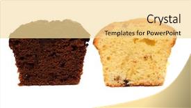  Presentation with muffin - Theme having standing nearby isolated on white background and a blonde colored foreground