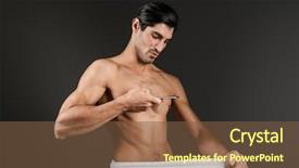  Presentation with take - Presentation theme enhanced with genitalia - image of a young naked background and a tawny brown colored foreground