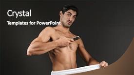  Presentation with young man on the phone - Colorful slide set enhanced with genitalia - image of a young naked backdrop and a dark gray colored foreground