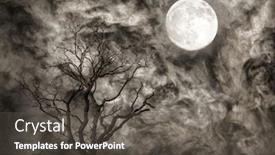  Presentation with dark night - Colorful slides enhanced with dark-bare-tree-under-full backdrop and a dark gray colored foreground