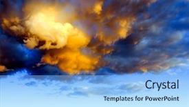  Presentation with sky - PPT theme enhanced with dark blue orange - dramatic sky background and a light blue colored foreground