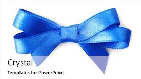  Presentation with blue ribbon - Slide deck having dark blue ribbon bow isolated background and a white colored foreground