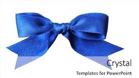  Presentation with blue ribbon - Colorful PPT theme enhanced with dark blue ribbon bow isolated backdrop and a white colored foreground