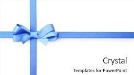  Presentation with blue ribbon - Presentation consisting of dark blue ribbon bow isolated background and a white colored foreground