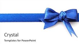  Presentation with blue ribbon - PPT theme consisting of dark blue ribbon bow isolated background and a white colored foreground