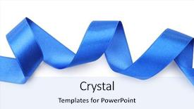  Presentation with blue ribbon - Slide set with dark blue satin ribbon isolated background and a light blue colored foreground