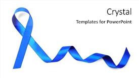  Presentation with blue ribbon - PPT theme having dark blue satin ribbon isolated background and a white colored foreground