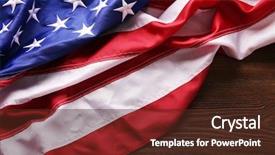  Presentation with usa flag - Theme enhanced with dark blue silk fabric - usa national flag on wooden background and a  colored foreground