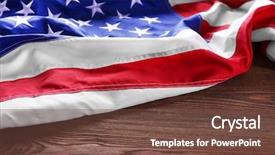  Presentation with usa flag - Audience pleasing slides consisting of dark blue silk fabric - usa national flag on wooden backdrop and a  colored foreground