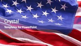  Presentation with usa flag - Slides having dark blue silk fabric - usa national flag on wooden background and a  colored foreground