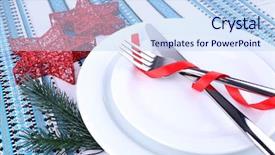  Presentation with white marble plate marble - Presentation enhanced with dark blue silk fabric - white plates knife fork napkin background and a light blue colored foreground