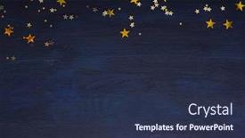  Presentation with blue golden stars - Audience pleasing slide set consisting of dark-blue-wooden-background backdrop and a tawny brown colored foreground