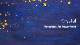 Presentation with blue golden stars - Presentation design having dark-blue-wooden-board background and a ocean colored foreground