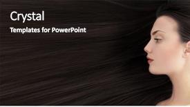  Presentation with hair salon scissors in black - Amazing theme having dark brown - black hair beautiful young woman backdrop and a  colored foreground