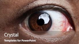  Presentation with human eye - PPT theme featuring dark brown - close up on human eye background and a tawny brown colored foreground