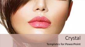  Presentation with haircut - Cool new PPT layouts with dark brown - hairstyle fringe haircut beauty model backdrop and a coral colored foreground