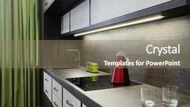  Presentation with kitchen design - Presentation theme having dark brown kitchen interior induction background and a gray colored foreground