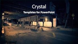  Presentation with train bridge - Presentation design featuring dark chicago city alley industrial background and a black colored foreground