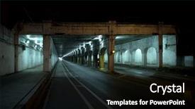  Presentation with train bridge - Audience pleasing PPT theme consisting of dark chicago city alley industrial backdrop and a black colored foreground