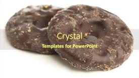  Presentation with chocolate biscuits - Colorful PPT layouts enhanced with dark chocolate biscuits on a white background backdrop and a tawny brown colored foreground