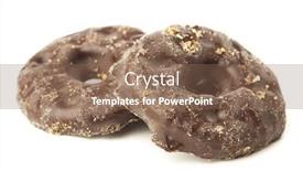  Presentation with chocolate biscuits - Audience pleasing PPT theme consisting of dark chocolate biscuits on a white background backdrop and a violet colored foreground