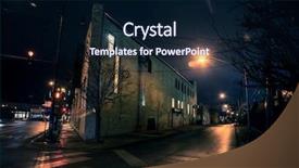  Presentation with dark building - Beautiful theme featuring dark city street corner backdrop and a wine colored foreground