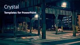  Presentation with dark night - PPT theme enhanced with dark city tunnel street and alley at night background and a navy blue colored foreground