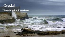  Presentation with deep dark sea - Amazing PPT layouts having dark clouds and stormy sea backdrop and a ocean colored foreground