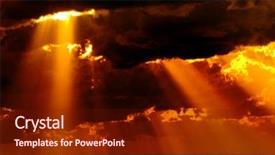  Presentation with sea sun - Beautiful slides featuring dark clouds with sun rays backdrop and a tawny brown colored foreground