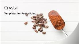  Presentation with cocoa beans - Slide deck featuring dark cocoa powder in metal background and a white colored foreground