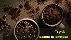  Presentation with beans - Presentation featuring dark-coffee-beans-and-ground background and a wine colored foreground