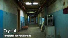  Presentation with soviet - Beautiful slide set featuring dark corridor soviet style mysterious backdrop and a dark gray colored foreground