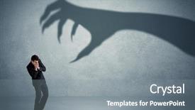  Presentation with shadow - PPT theme enhanced with dark creepy - business person afraid background and a gray colored foreground