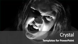  Presentation with evil - Theme with dark evil face on black background background and a dark gray colored foreground