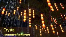  Presentation with lamps - Colorful PPT layouts enhanced with dark garden design - chiness red lamps backdrop and a tawny brown colored foreground