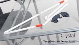  Presentation with blind stick - PPT theme with dark glasses for blind background and a light gray colored foreground