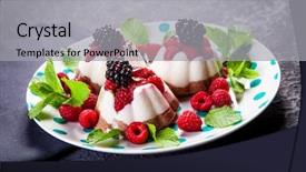  Presentation with chocolate dessert - Beautiful PPT theme featuring free dark green - curd-chocolate dessert without sugar backdrop and a light gray colored foreground
